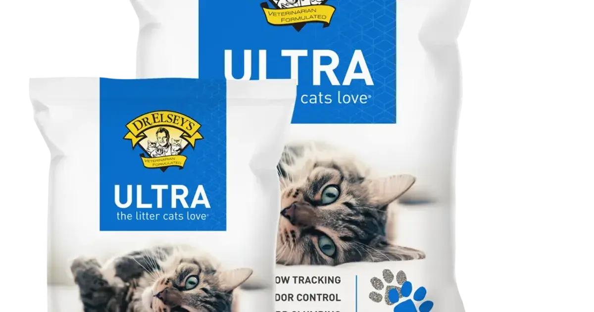 Dr. Elsey's Ultra clumping clay litter bag on a plain background, on the cost page