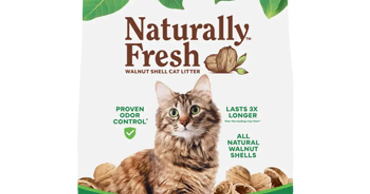 Naturally Fresh walnut shell litter bag on a plain background, on the cost page