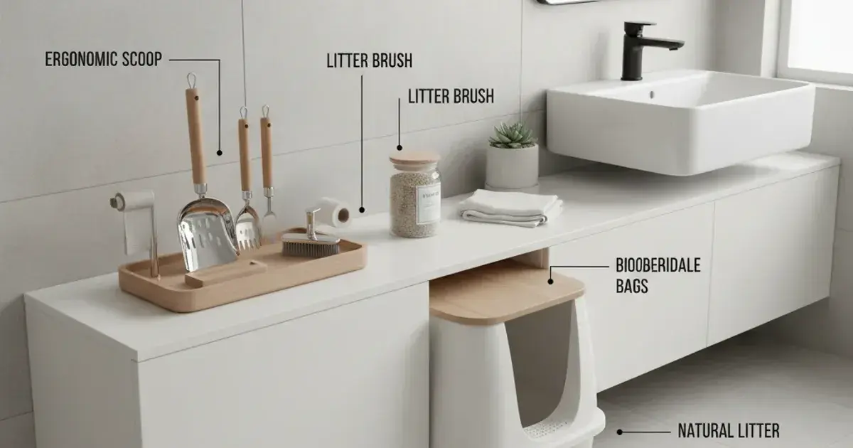A freshly set up litter box being introduced in a home during a litter change
