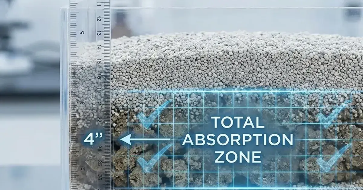 Illustration showing the depth of litter poured into a box for proper fill level